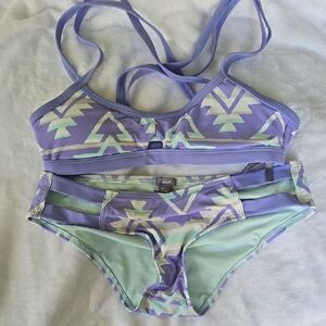 Purple and Mint Geometric Bikini Set